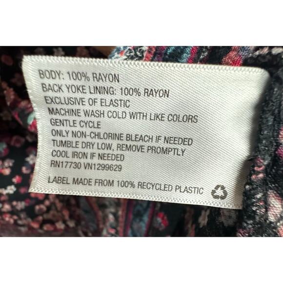 Knox Rose Boho Floral Dress | XL | Smocked Button Front | 3/4 Sleeve - Picture 6 of 7